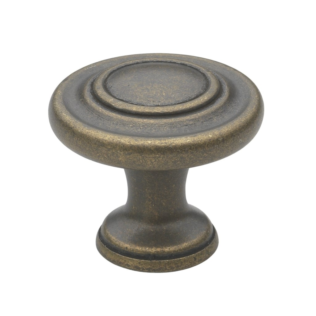 GlideRite 1.25-inch Antique Brass Classic 3-ring Round Cabinet Knobs (Pack of 25)