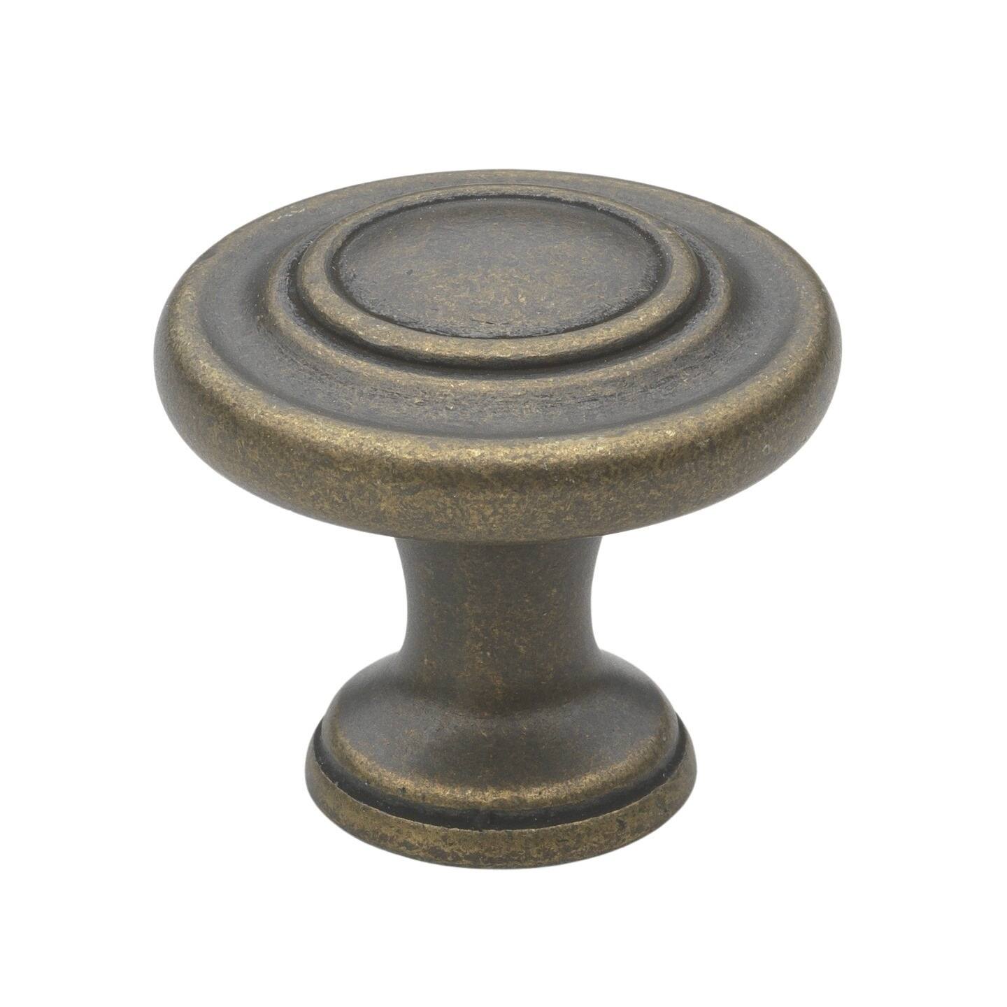GlideRite 1.25inch Antique Brass Classic 3ring Round Knobs (Pack of 25) Bed Bath
