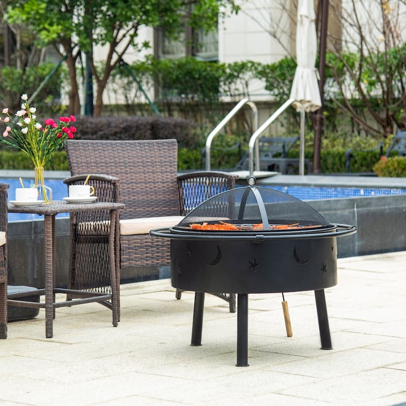 Goldlow 30" Round Steel Wood Burning Fire Pit