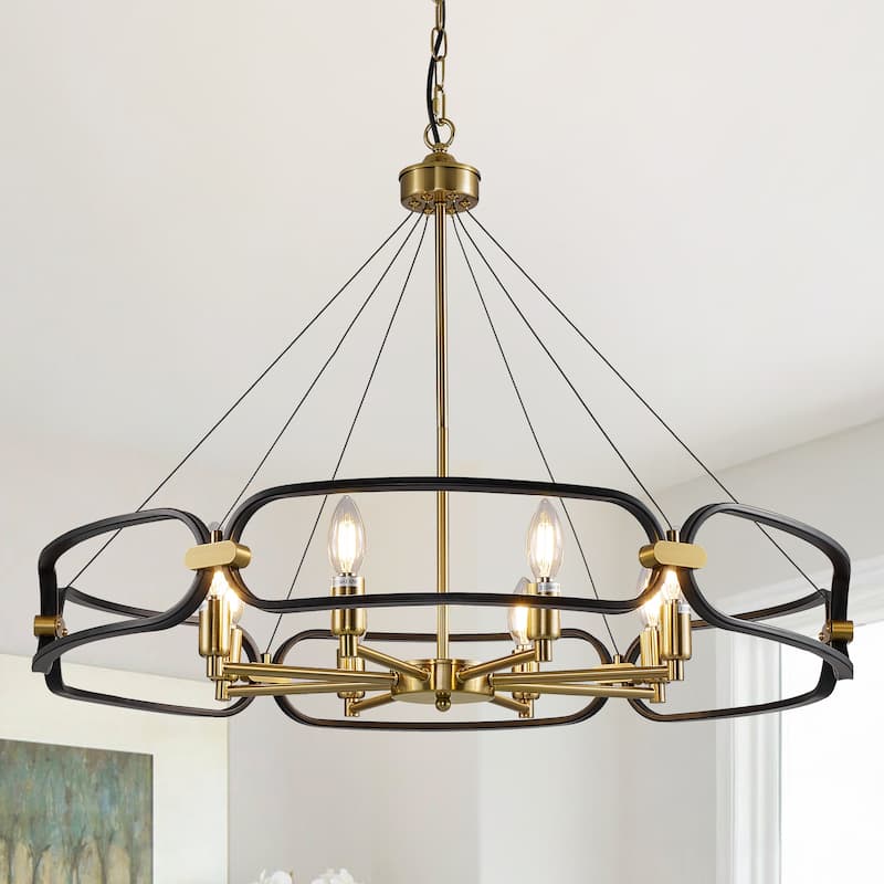 Industrial 4-Light Chandelier Light Fixture Black Gold Ceiling Light for Dining Room, Kitchen Island, Living Room - black&gold