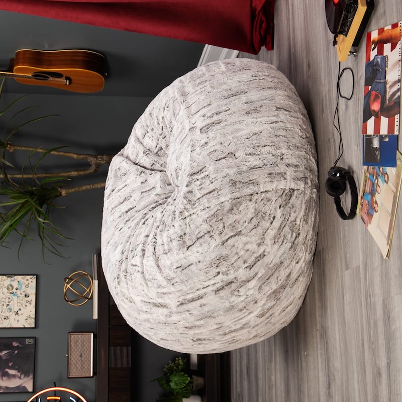 Plush Faux Fur Bean Bag Chair - 48" - Gray