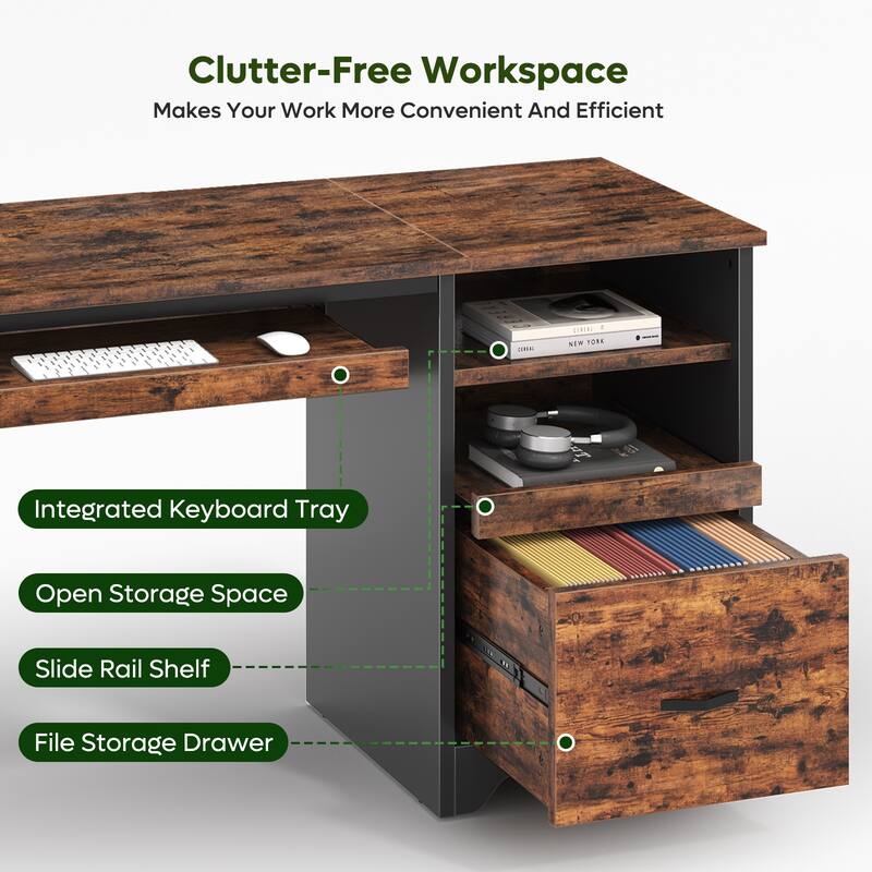 Bestier 47" Office Desk with Drawers,Computer Desk with Drawer,Teacher Desk with Keyboard Tray for Small Space Home Office