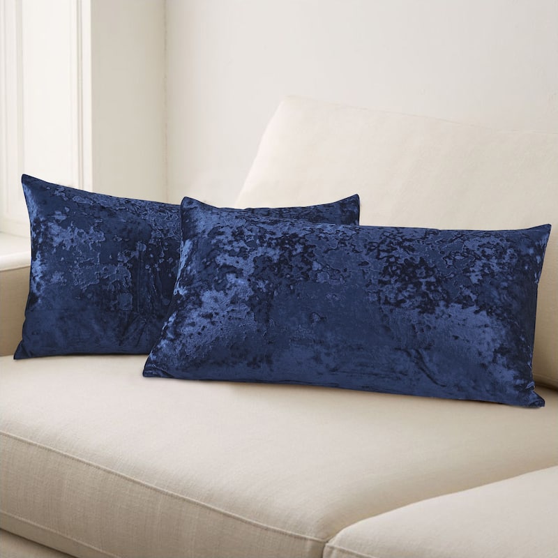 Rancho Crushed Velvet Throw Pillow Cover Set, NO INSERT - 14" x 26" - Blue