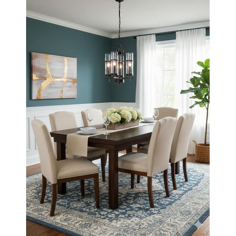 4-Light Brown Chandelier With Clear Glass Shades