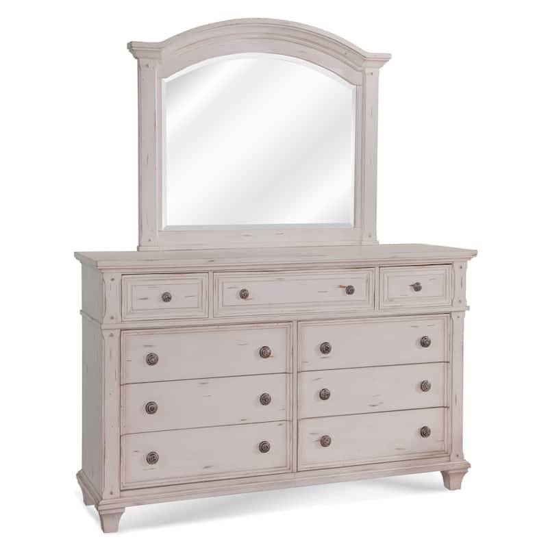 Harbor Point Vintage 9-Drawer Dresser and Optional Mirror - Cobblestone White Dresser & Mirror Combo