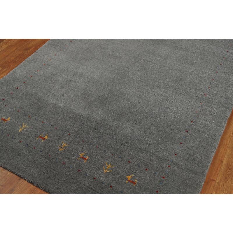 Tribal Gray Gabbeh Indian Area Rug Handmade Wool Carpet - 4'9" x 7'10"