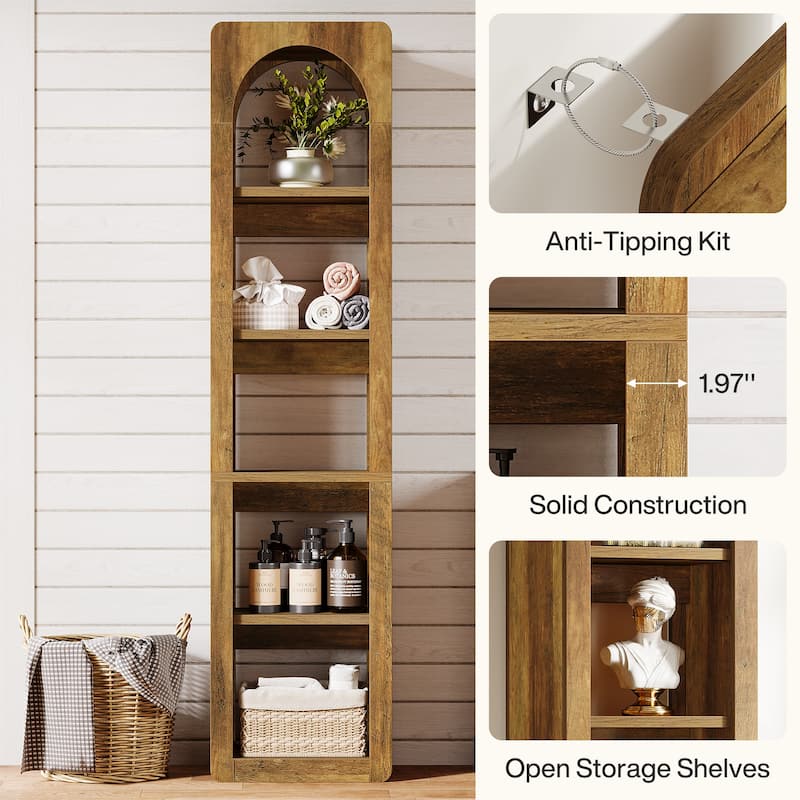 5-Tier Slim Corner Vertical Bookcase with Open Storage Shelves