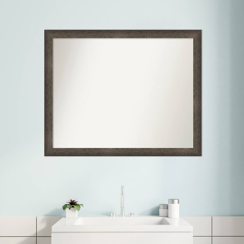 Dappled Narrow Non-Beveled Wood Framed Bathroom Vanity Wall Mirror