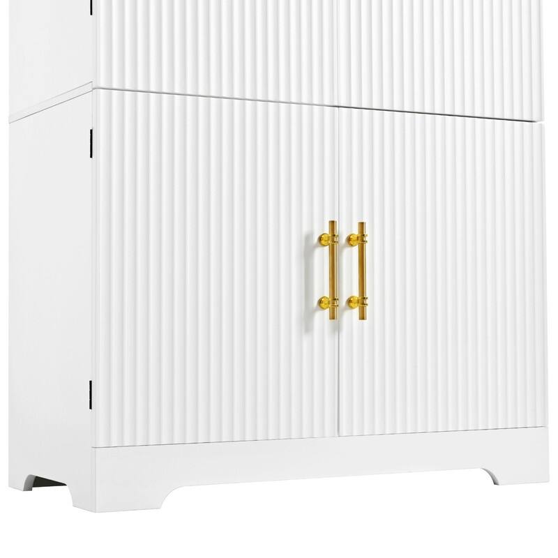 Arched 72" Tall Kitchen Pantry Cabinet with 8 Door Shelves and 3 Adjustable Shelves for Kitchen Storage Solutions