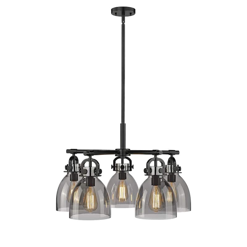 Innovations Lighting Newton Bell - 5 Light 7" Stem Hung Chandelier
