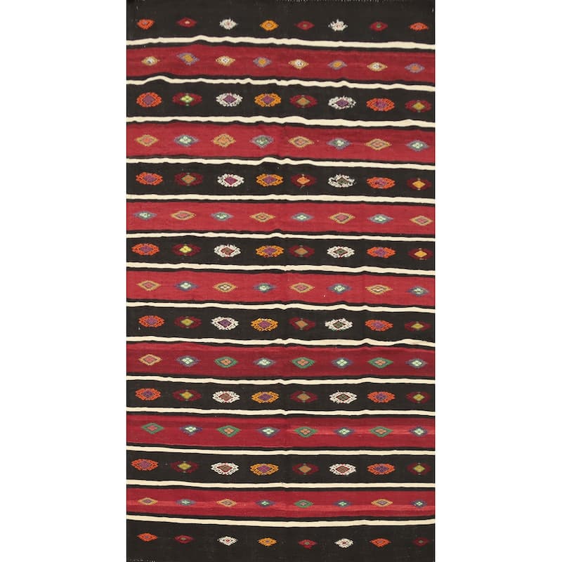 Hand Woven Oriental 100% Wool Carpet Southwestern Tribal Red Kilim Area Rug - 10' 8'' X 5' 11''