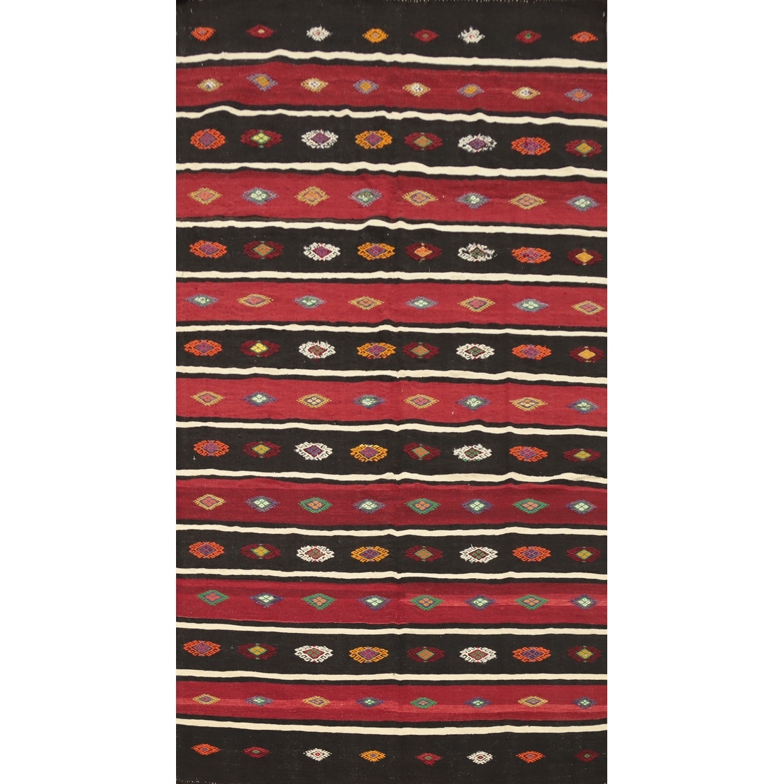 Hand Woven Oriental 100% Wool Carpet Southwestern Tribal Red Kilim Area Rug - 10' 8'' X 5' 11''