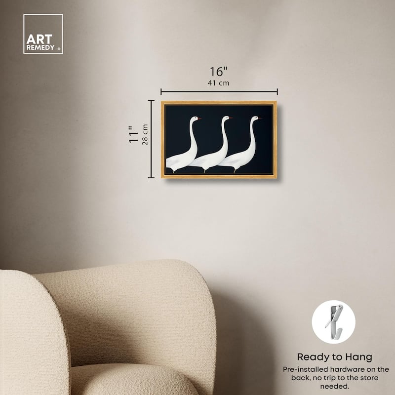 Trio of Swans Canvas by Art Remedy