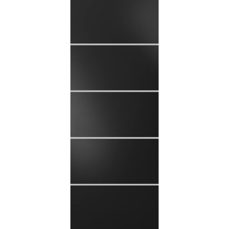 Slab Barn Door Panel 18 x 80 Planum 0210 Matte Black with Sturdy Finished - Black - 36" x 80"