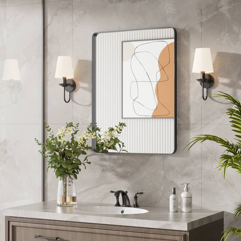 Wall Mirror Vanity Mirror Bathroom Mirror with Round Corner (1 Piece)