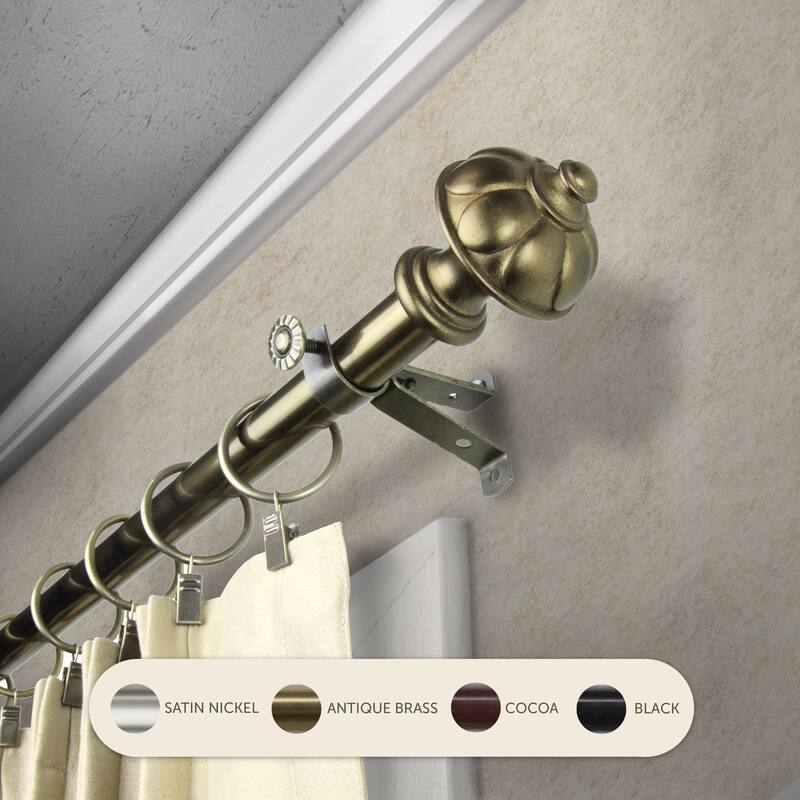 InStyleDesign Noah Adjustable Curtain Rod - 28 to 48 inches - Antique Brass
