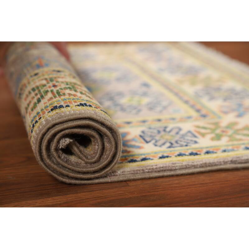 Traditional Kazak Foyer Rug Handmade Grey Wool Carpet - 2'0"x 3'0" - 2'0"x 3'0" - Grey