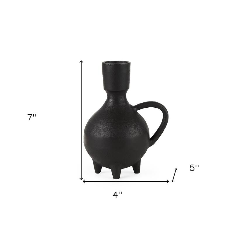 HomeRoots 7" Black Ceramic Round Jug Vase - 4"W x 5"D x 7"H