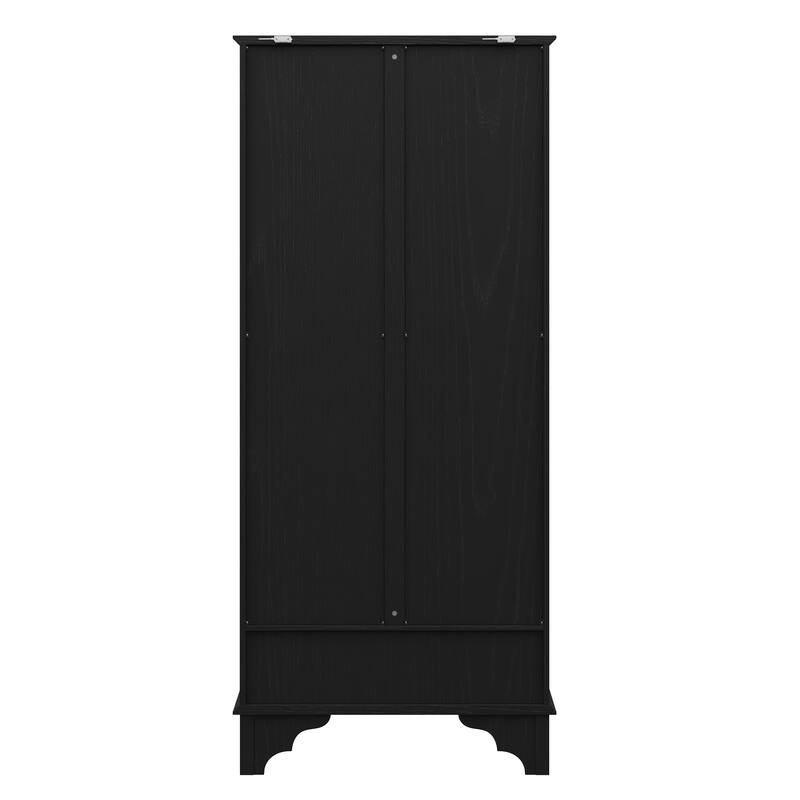 Asian Style Display Cabinet with Glass Doors Accent Curio Cabinet with Drawer Solid Wood and Tempered Glass Storage Shelf