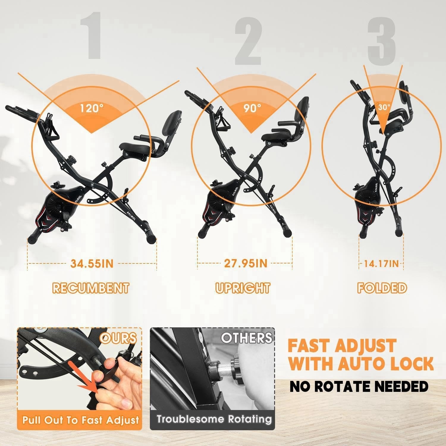 Folding Exercise Bike, Stationary Bike 16-level Magnetic