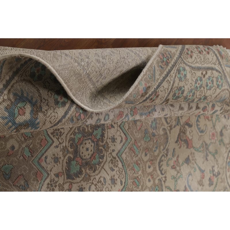 Floral Tabriz Persian Area Rug Oriental Hand-Knotted Wool Carpet - 9'3"x 12'4"