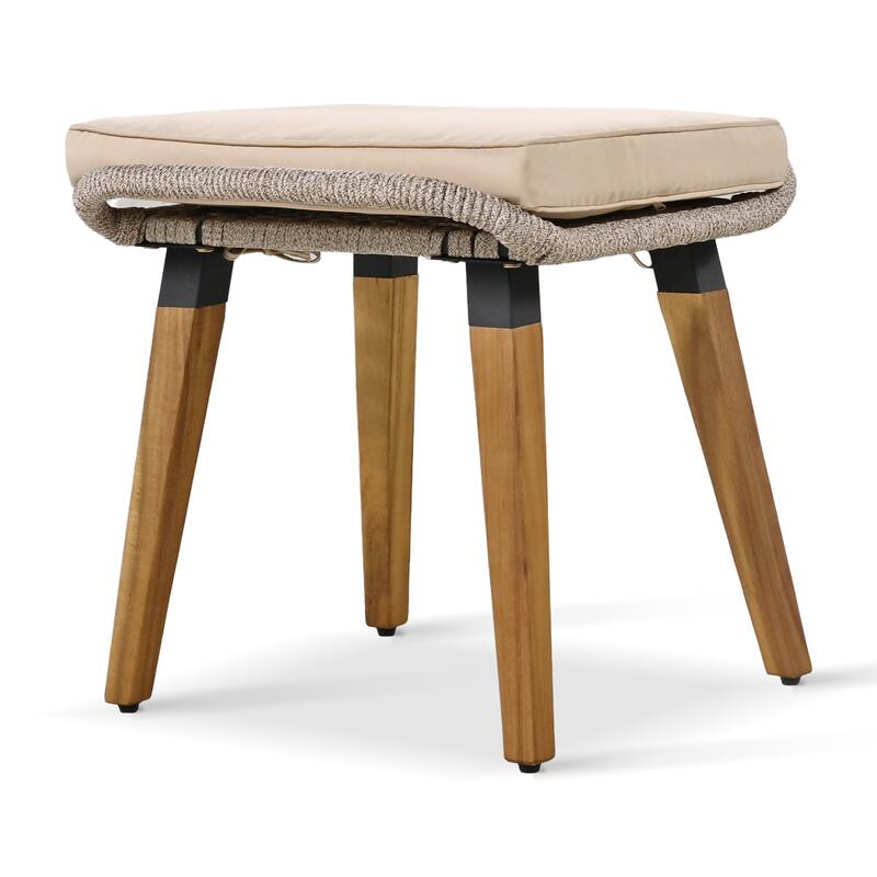 Outdoor 5-Piece Wicker Conversation Chair Set with Cool Bar Table & Ottomans