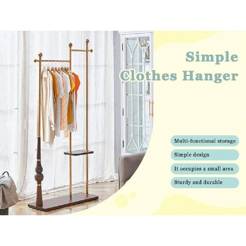 70" Tall Industrial Coat Rack for Entryway, Solid Wood & Stainless Steel, Double Layer Hanging Rack