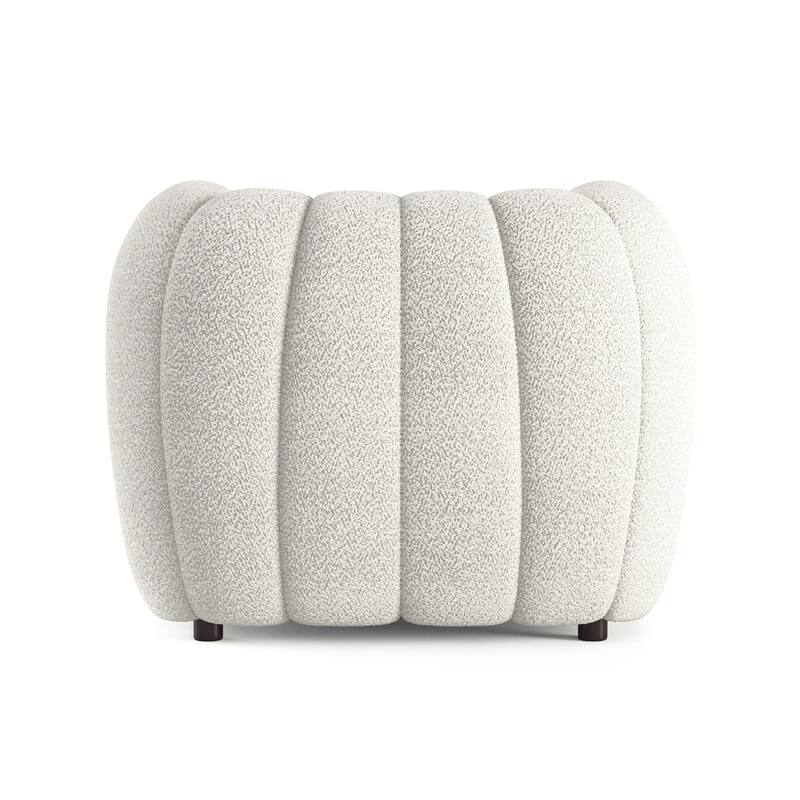 Furniture of America Lucinda Modern Vertical Channel Tufted Boucle Accent Chair with Wooden Legs