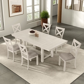 Furniture of America Hesnly Farmhouse Rustic White Oak 7-Piece Wood ...