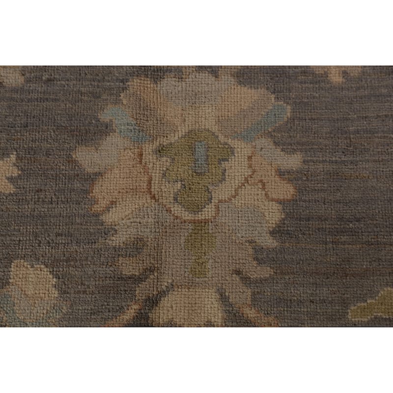 Hand Knotted Oriental 100% Wool Carpet Transitional All-Over Greys & Charcoal Oushak Area Rug - 9' 5'' X 8' 2''