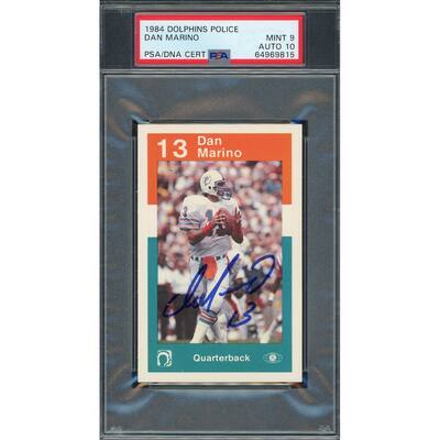 Dan Marino 1984 Dolphins Police Signed Football Rookie Card Auto Graded PSA 10 - 8'6" x 11'6"