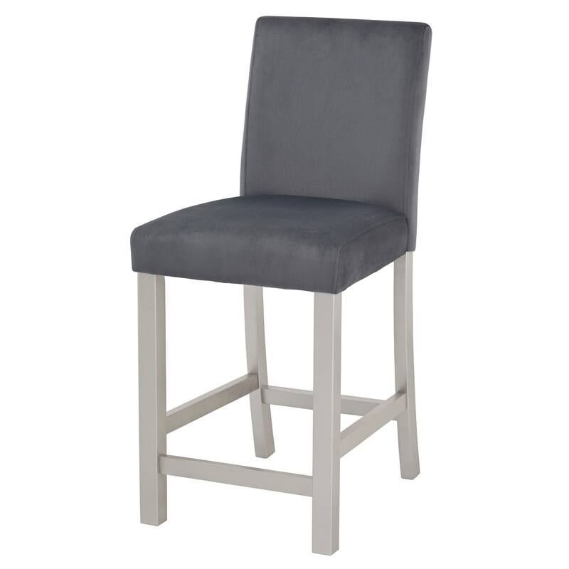 5-Piece, Modern Counter Height Table Set with 1 Square Table, 4 Upholstered Chairs and Crystal Accents, for Dining Rooms