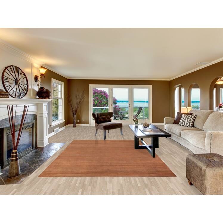 Gabbeh Modern Area Rug Handmade Brown Wool Carpet - 6'8" x 9'8"