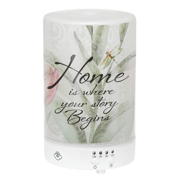 5.75” LED Floral Dragonfly “Home Is Where” Inspirational Essential Oil Diffuser - N/A
