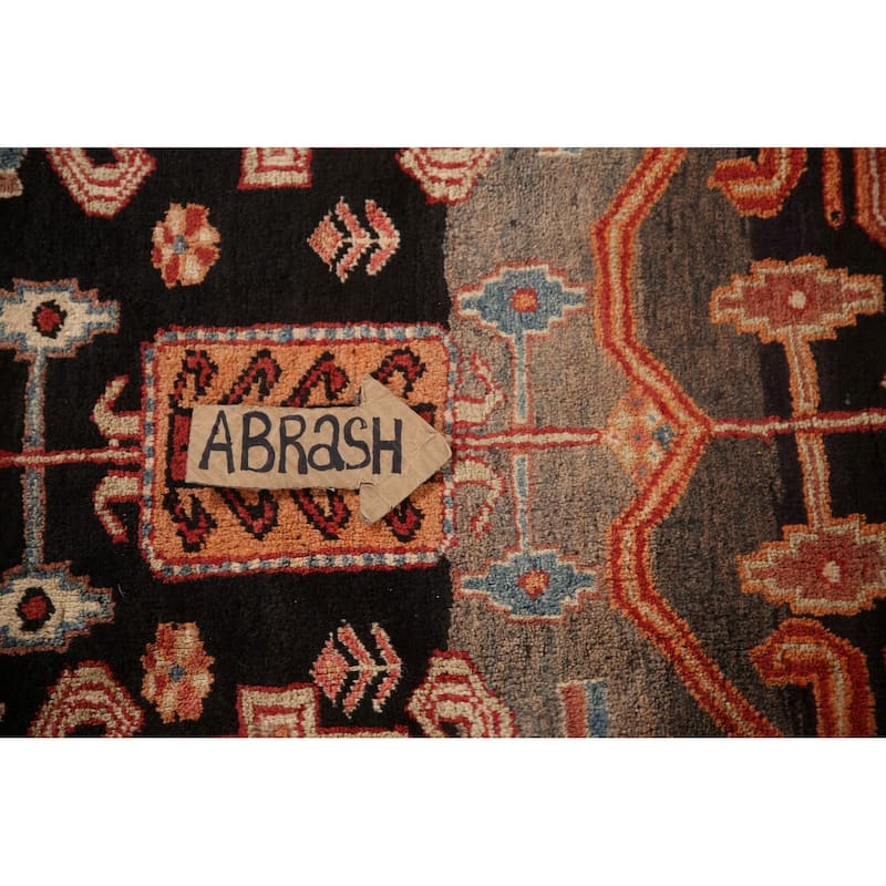 Black Tribal Meshkin Persian Vintage Runner Rug Handmade Wool Carpet - 3'2"x 9'3"