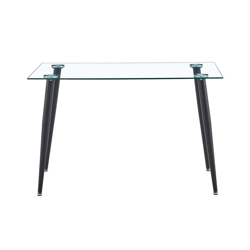 Glass dinning table 120*70 ,black metal leg , Dinning table for 4 seats office table computer desk