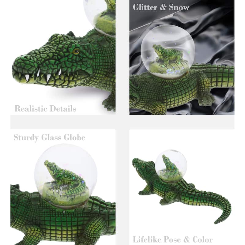 CoTa Global Alligator Snow Globe - Figurine with Sparkling Glitter - 7Lx2.5Wx2.5H inches