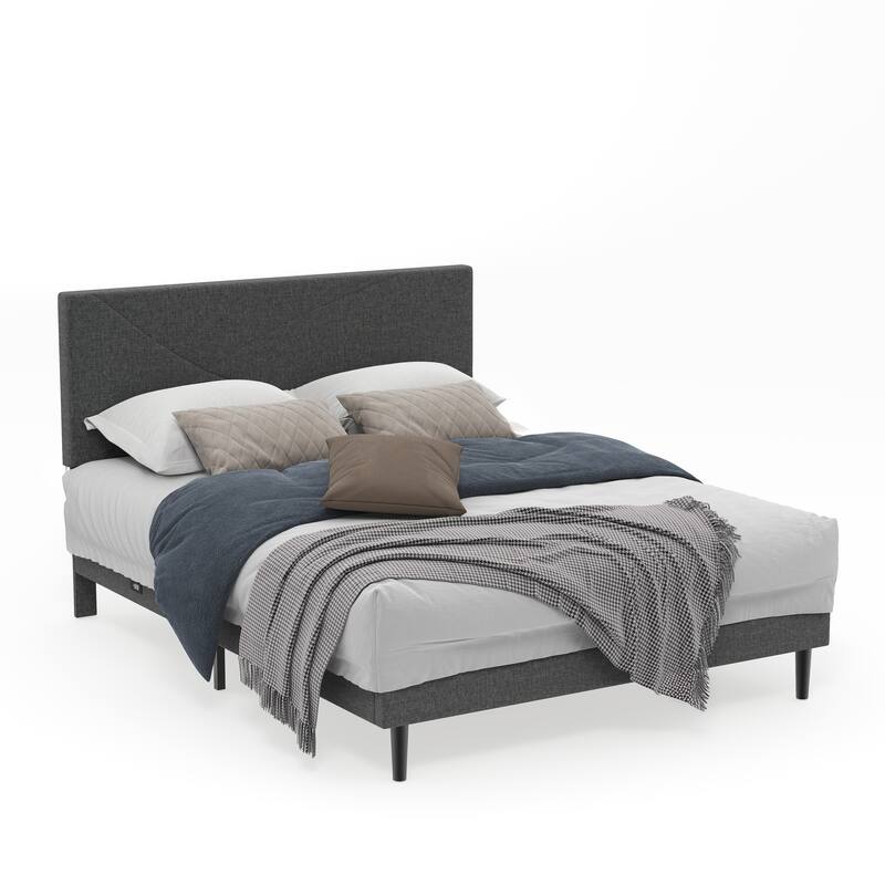 Homy Casa Platform Bed with LED Headboard & Charging Ports