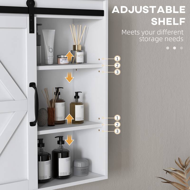 Farmhouse Bathroom Wall Cabinet, Medicine Cabinet with Sliding Barn Door and Adjustable Shelf