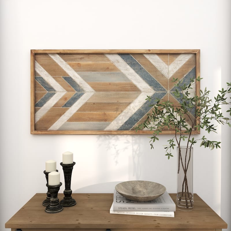 Multi Colored Wooden Handmade Southwestern Geometric Home Wall Decor
