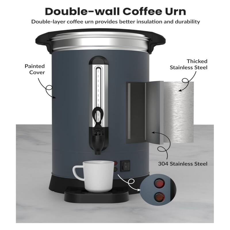 120 Cups Coffee Urn - 18l (4.8 Gal) Gray - 18L/120 Cups
