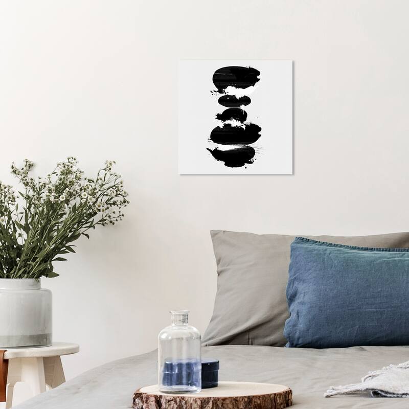 Wynwood Studio Canvas Abstract Perfect Balance Noir Square Black and Modern & Contemporary Wall Art Canvas Print - 12 x 12