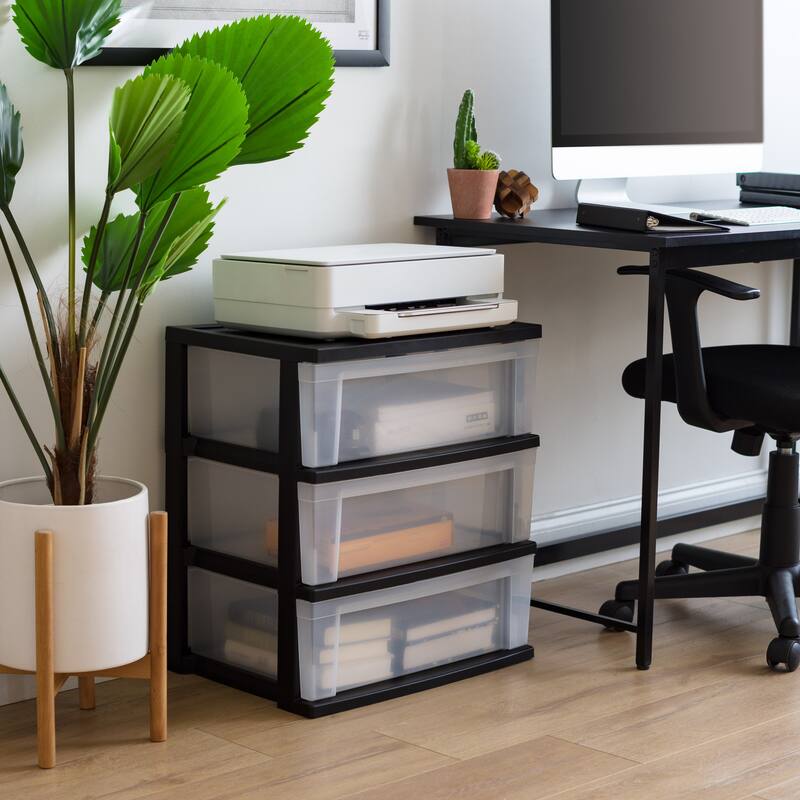 IRIS USA® Nesting Stacking Wide Chest 29 Qt - Black - Set of 2