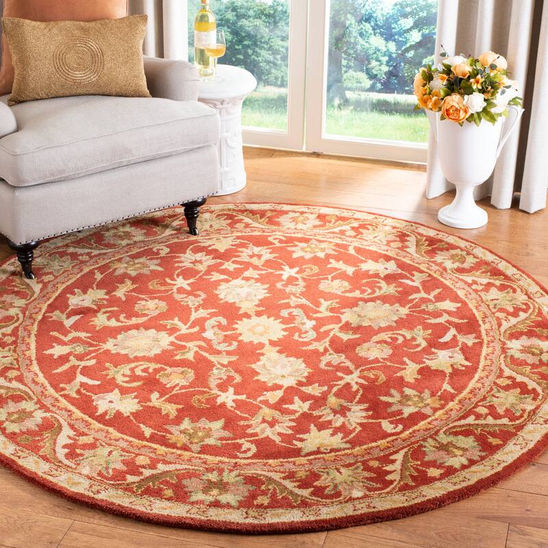 SAFAVIEH Handmade Antiquity Manerva Traditional Oriental Wool Rug - 8' Round - Red/Red