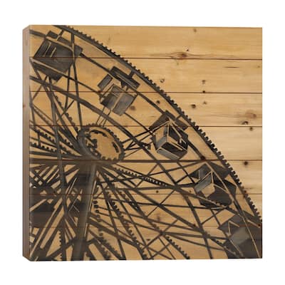 Vintage Ferris Wheel Print On Wood by Liz Jardine - Multi-Color