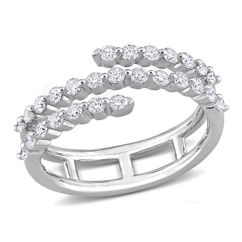Miadora 5/8ct TDW Lab-Grown Diamond Coil Ring in Platinum Silver