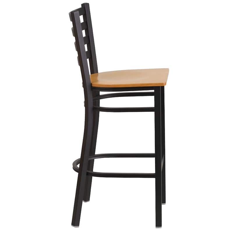 Ladder Back Metal Restaurant Barstool - 17"W x 18"D x 42.25"H