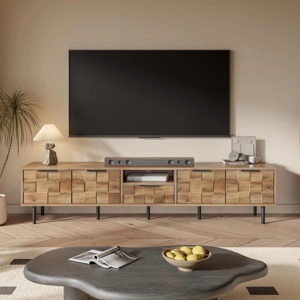 78" TV Stand for 85", 75", and 65" TVs, Wood TV Console for Living Room