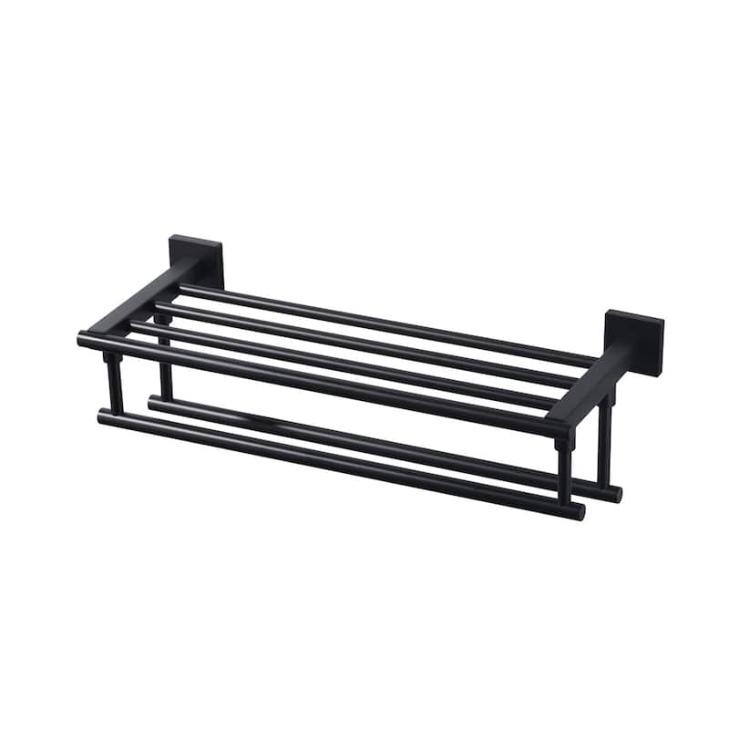 WOWOW Two Towel Holders Wall mounted Towel Rack - 20" - Matte Black