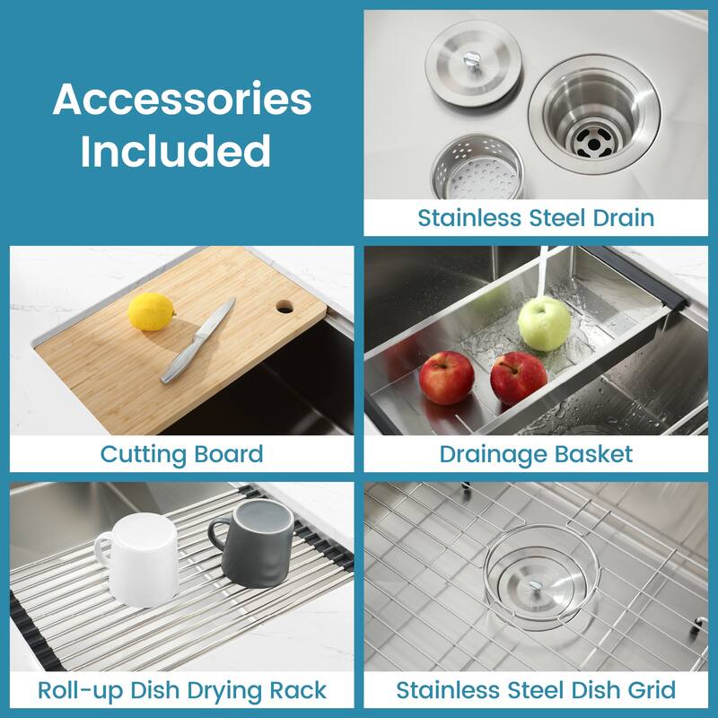 Kitchen Sink Multifunctional undermount Flying Rain Waterfall Stainless Steel Handmade Modern Single Bowl